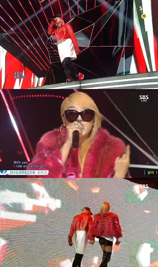 ''인기가요'' 지드래곤, 씨엘과 ''R.O.D'' 콜라보…손 꽉 잡고 퇴장