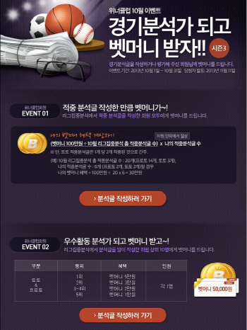 베트맨, 위너클럽 10월 이벤트 '경기분석가 되고 벳머니 받자!'