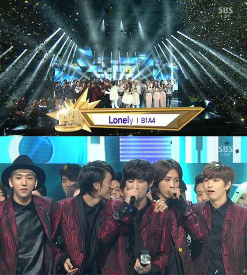 B1A4, 인기가요 1위…지상파 3사 음악 프로그램 석권