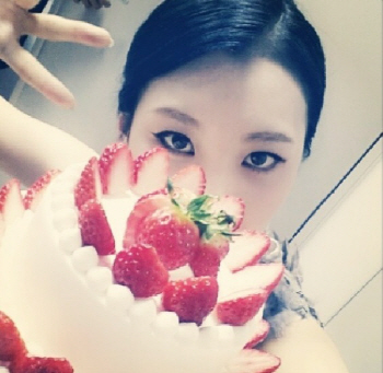 선미 딸기 케이크 인증샷, "늦은 시간까지 응원, 팬들 고마워요~"