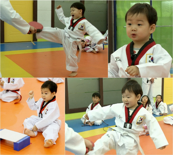 '슈퍼맨' 삼둥이, 맨손 격파 도전..'태권둥이 변신' 성공적?