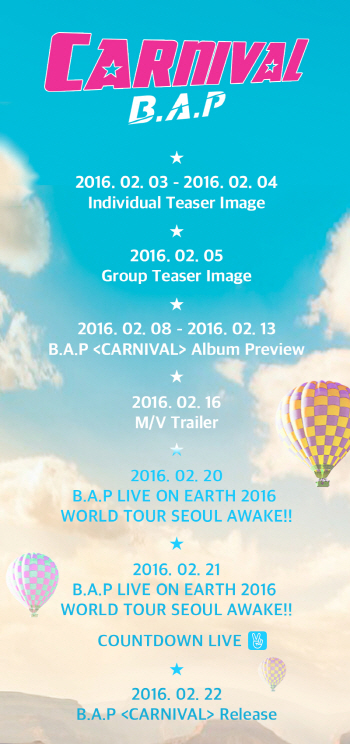 B.A.P, 2월22일 '축제'…컴백 스케줄 포스터 공개