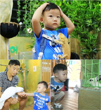 '슈퍼맨' 대박이, 도마뱀과 일심동체 '최강 담력' 인증