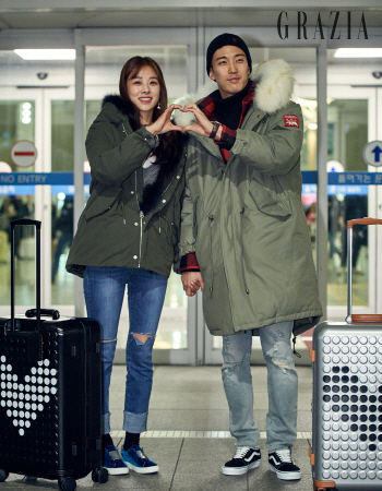 장신영♡강경준, 커플 공항패션 `미소가 닮았네`