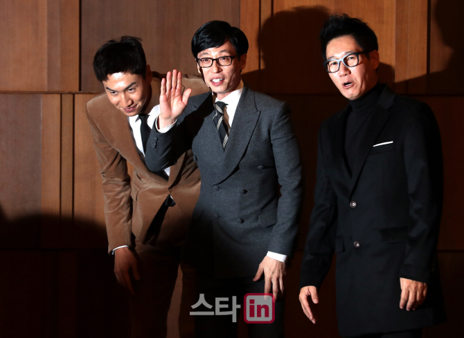 [포토]이광수-유재석-지석진, '류현진-배지현 결혼식 참석한 런닝맨 팀'