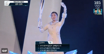 최종 성화 점화자는 '김연아'..스케이트 타고 등장