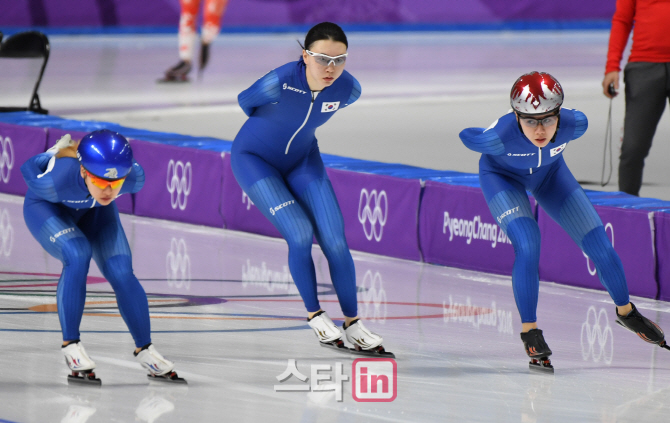 [포토]스피드스케이팅 대표팀, 어색한 훈련