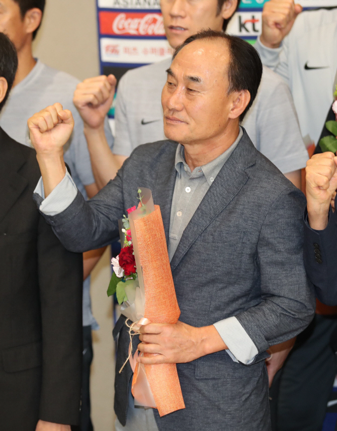 [포토] 파이팅 외치는 김학범 감독