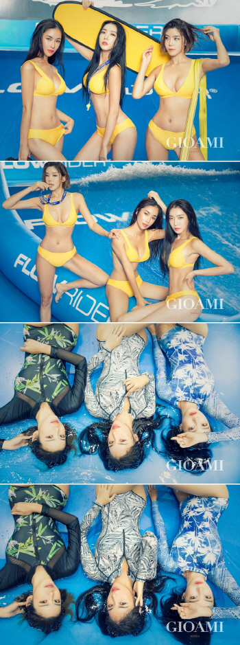 '모델 삼총사' 권은진·정하은·제스, 서핑 화보 공개