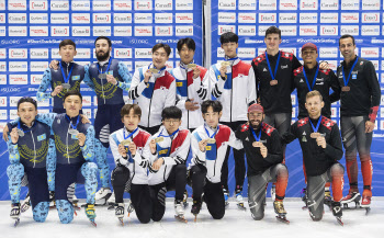 한국 쇼트트랙, 남자 계주 5000m 금메달…최민정 1000m 銀