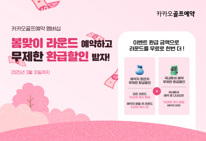 카카오골프예약, 2025 멤버십 봄 축제…‘라운드 예약하고 무제한 환급할인’