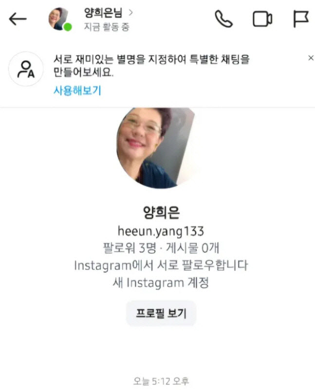 "야! 너 이름이 뭐야?"… 양희은, 사칭 계정에 분노