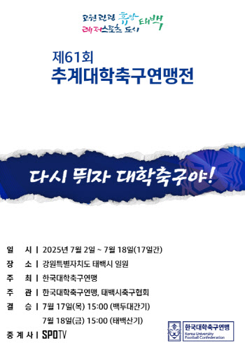 61회 추계대학축구연맹전, 2일 태백서 개막... 4가지 변화 눈길
