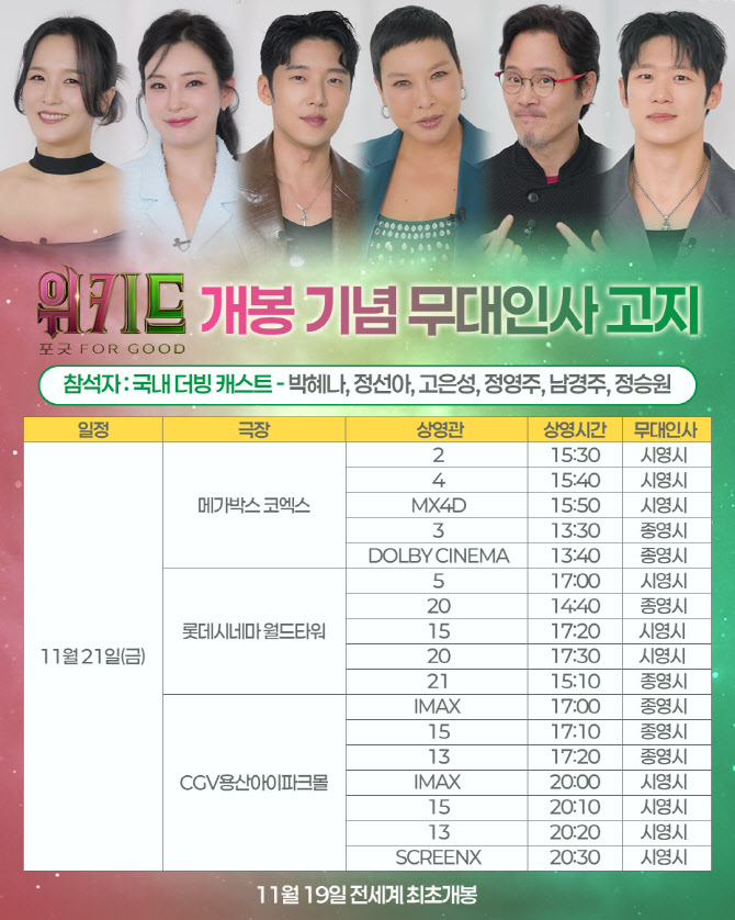 '위키드: 포 굿' 국내 더빙 캐스트 무대인사…박혜나→정선아 총출동