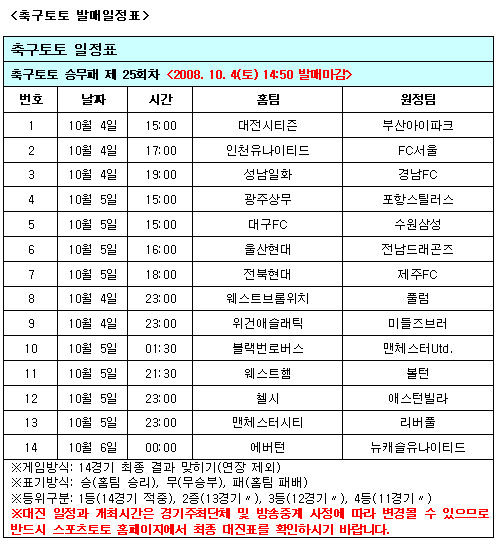  10월 축구토토 승무패-매치-스페셜 발행