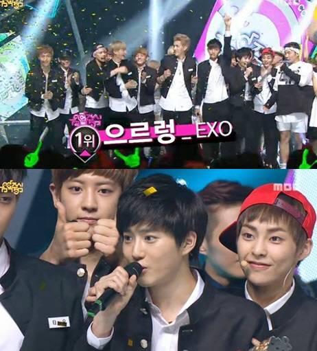 음악중심' 엑소 으르렁 1위, 케이블-공중파 '싹쓸이'