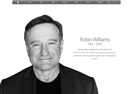 "어떤 시를 쓰려고 하니?" 애플, 홈페이지서 로빈 윌리엄스 추모