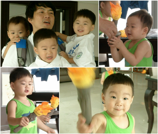 '슈퍼맨' 송일국-삼둥이, 좌충우돌 성화봉송..비하인드 공개