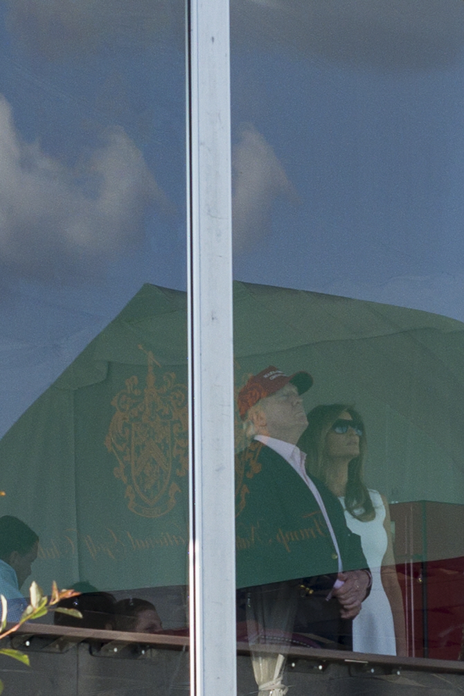  `US여자오픈` 관전 중인 美트럼프 대통령 부부                                                                                                                                                      