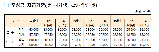 문체부, 평창 올림픽·패럴림픽 선수단에 포상금 33억원 지급