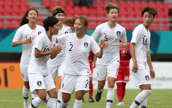한국 여자축구, 약체 몰디브에 8-0 대승...8강행 확정
