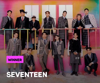 세븐틴, 美 MTV VMA '베스트 그룹상' 수상