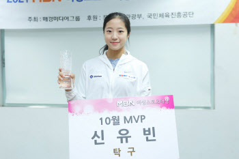 '한국 탁구 희망' 신유빈, 여성스포츠대상 10월 MVP 선정