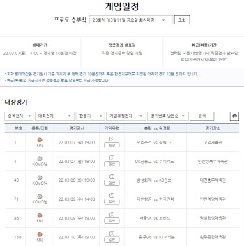 KOVO 및 KBL 대상 경기, 프로토 승부식 '한경기구매'로 참여하세요