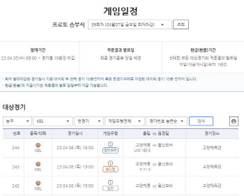 KBL 6강 PO 최대 승부처 '캐롯 VS 모비스' 3차전 대상 프로토 승부식 '한경기구매' 발매